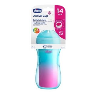 CHICCO Hrneček Active termo s tvrdým náustkem 266 ml, tyrkysový 14m+