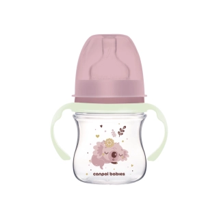 Canpol babies Antikoliková lahev EasyStart se svítícími úchyty SLEEPY KOALA 120ml růžová