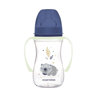 Canpol babies Antikoliková lahev EasyStart se svítícími úchyty SLEEPY KOALA 240ml modrá