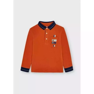 Chlapecké triko polo dlouhý rukáv Mayoral 4160-54 oranžové