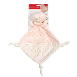 Usínáček-mazlíček Medvídek s čepičkou růžový Bobobaby