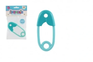  Chrastítko špendlík plast 12cm tyrkysové 12x19cm v sáčku 0m+