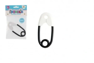  Chrastítko špendlík plast 12cm bíločerné 12x19cm v sáčku 0m+