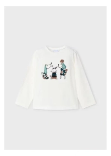 Dívčí triko dlouhý rukáv s pejsky Mayoral 4070-53