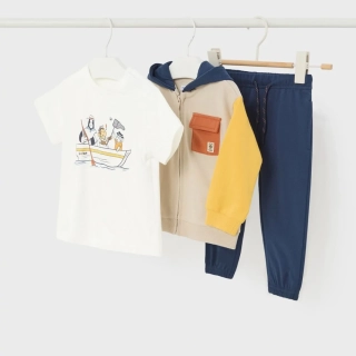 Chlapecká 3-dílná tepláková souprava Mayoral 1844-50 béžovo modrá