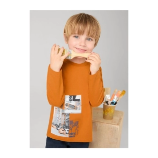 Chlapecké triko dlouhý rukáv Mayoral 4048-68 City oranžové