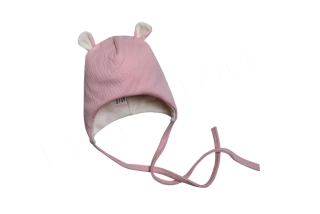 Bavlněná čepička zavazovací Vlnky růžová Baby Service