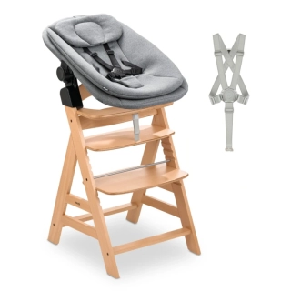 Hauck Alpha+ dřevěná židle+novorozenecký Newborn set Pro s polohováním, 0m+/až 90kg, Natur