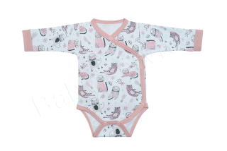 Body dlouhý rukáv zavinovací Kočky Baby Service růžové
