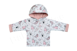 Kabátek dvojitý oboustranný s kapucí Kočky Baby Service růžový