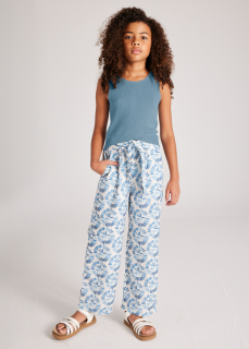 Dívčí kalhoty s květinovým potiskem Mayoral 6533-21 Modré