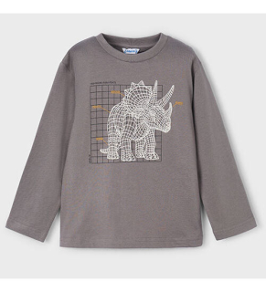 Chlapecké triko dlouhý rukáv Mayoral Dinosaur svítící 4088-35 Šedé