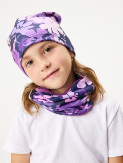 Dětská fleecová čepice spadená Unuo Basic Kytky 