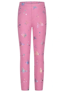 Dívčí zateplené legíny Salt and Pepper světle růžové s motýlky velikost 134