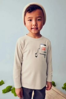 Chlapecké triko dlouhý rukáv Mayoral  s telefonem s kapse 4078-89 béžové