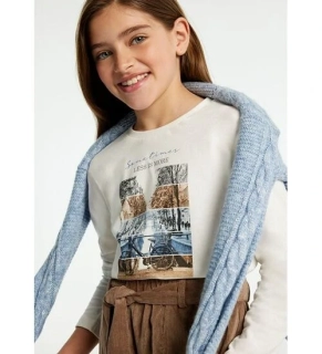 Dívčí triko   Mayoral 7009-87 Krémové