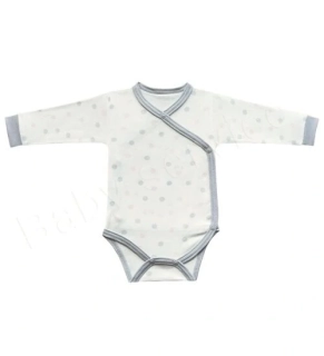 Body dlouhý rukáv zavinovací puntíky Baby Service  bílošedé