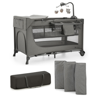 KINDERKRAFT Postýlka cestovní Joy 2 s doplňky Dark Grey