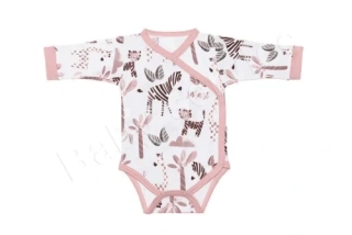 Body dlouhý rukáv zavinovací Safari Baby Service růžové