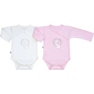 Body dlouhý rukáv zavinovací Liška Baby Service růžové
