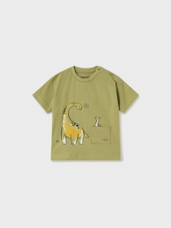 Chlapecké triko krátký rukáv s Dinosaury a kapsičkou Mayoral 1027-81 zelené