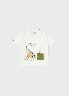 Chlapecké triko krátký rukáv s Dinosaury a kapsičkou Mayoral 1027-80 bílé