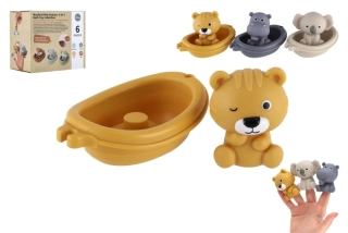 Lodičky gumové do vany se zvířátky 6ks v krabičce 18m+