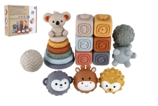 Sada skládanek s míčky 19ks v krabici 6m+