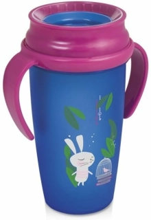 Hrníček LOVI 360 JUNIOR 350ml s úchyty RABBIT růžový 1/544