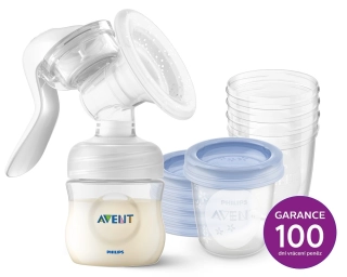 Odsávačka mateř.ml. Natural se zásobníkem 125ml+VIA180ml 5ks ZDARMA Philip s AVENT