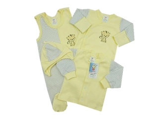 4-dílná soupravička do porodnice žlutá pásky tygříček velikost 56