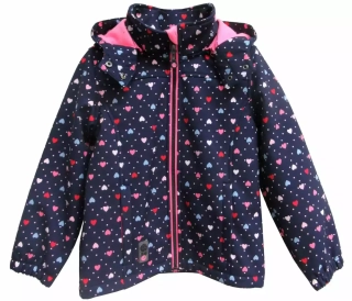 Dívčí softshellová bunda srdíčka+puntík