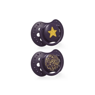 LOVI Dudlík silikonový dynamický Stardust 0-3m 2ks Violet