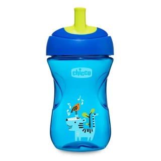 Hrneček Chicco Pokročilý s brčkem 266 ml, modrý 12m +