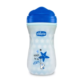 Hrneček Chicco Shiny termo fluoreskující s hubičkou 266 ml, modrý 14m+
