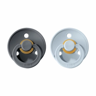 BIBS Colour dudlíky z přírodního kaučuku 2ks  velikost 1 (0-6měs) Iron/Baby Blue