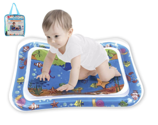 Vodní podložka mořská zvířátka nafukovací 65x48cm s pumpičkou v plastové tašce 18x19cm 4m+