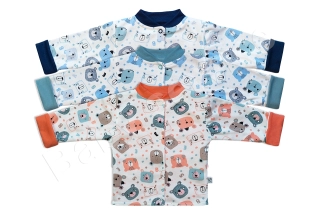 Bavlněný oboustranný kabátek stojáček Medvídci Baby Service