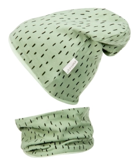 Bavlněná čepice Emitex s nákrčníkem dvouvrstvá olivová