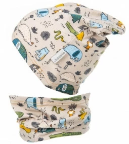 Bavlněná čepice Emitex s nákrčníkem jednovrstvá zvířátka