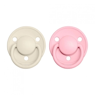 BIBS De Lux dudlíky z přírodního kaučuku 2ks  velikost 2 (6-18měsíců) Ivory/Baby Pink