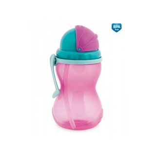 Canpol babies Sportovní lahev s brčkem 370ml růžová