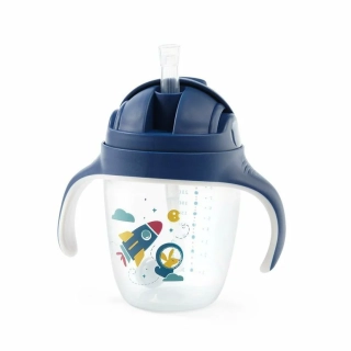 Netekoucí hrneček s brčkem 1464/02 BabyOno modrý