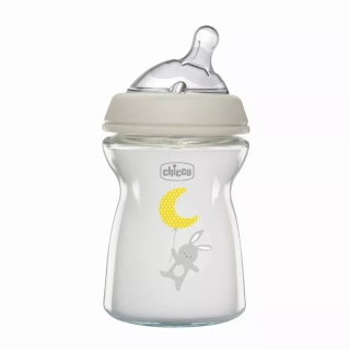 CHICCO Láhev kojenecká sklo Natural Feeling 250 ml neutral 0m+
