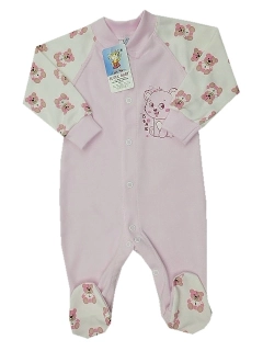 Overal na spaní růžový medvídci