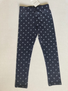 Dívčí zateplené legíny Topo in Fashion tmavě modré bílé srdce