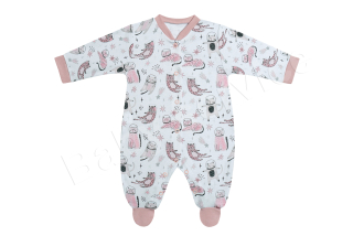 Overal bavlna Kočky Baby Service růžový velikost 56