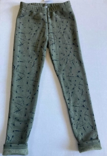 Topo dívčí zateplené legíny khaki zelené s potiskem velikost 170