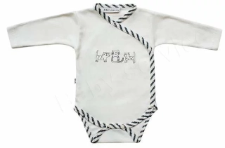Body dlouhý rukáv zavinovací s rukavičkami Pruhy a kočky Baby Service