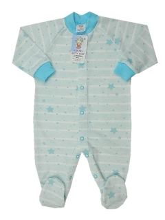 Overal na spaní proužky a hvězdičkami tyrkysový Autex baby velikost 56